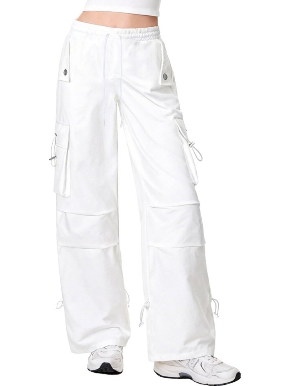 Trendy Women's Parachute Pants - Elastic Waist, Streetwear, Hip Hop Style